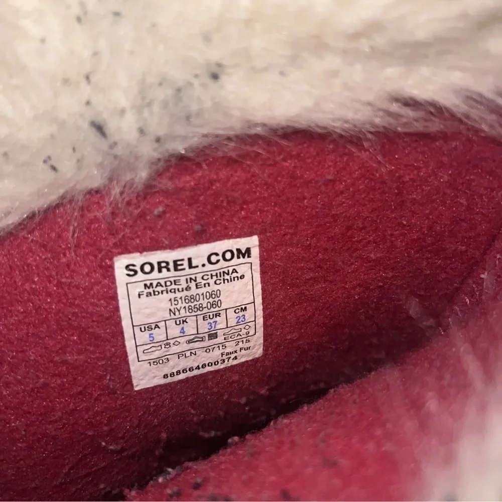 Sorel Joan Of Arctic Winter‎ Boots Faux Fur Gray & Pink US Sz 5